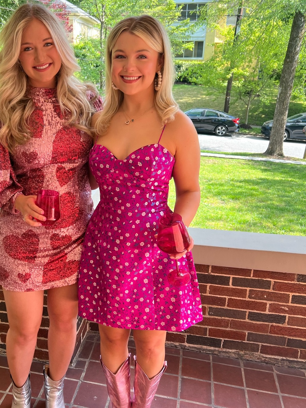 Sau Lee Jessa Floral Mini Dress - Fuchsia Spaghetti-Strap